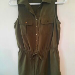 Bebop size small olive/army green romper with drawstring and buttons